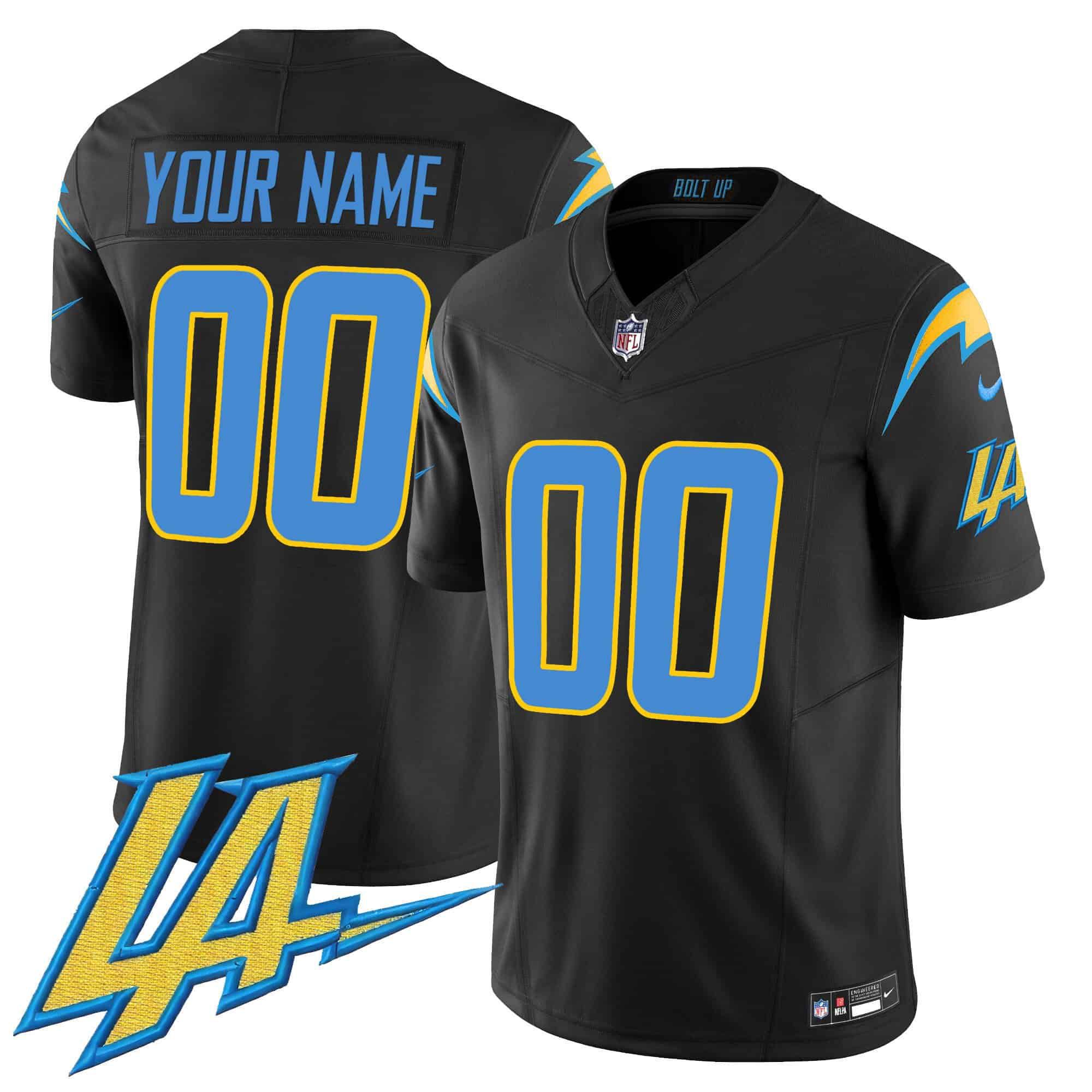 Men Los Angeles Chargers Black 2024 Nike Vapor Limited Custom NFL Jersey style 1
